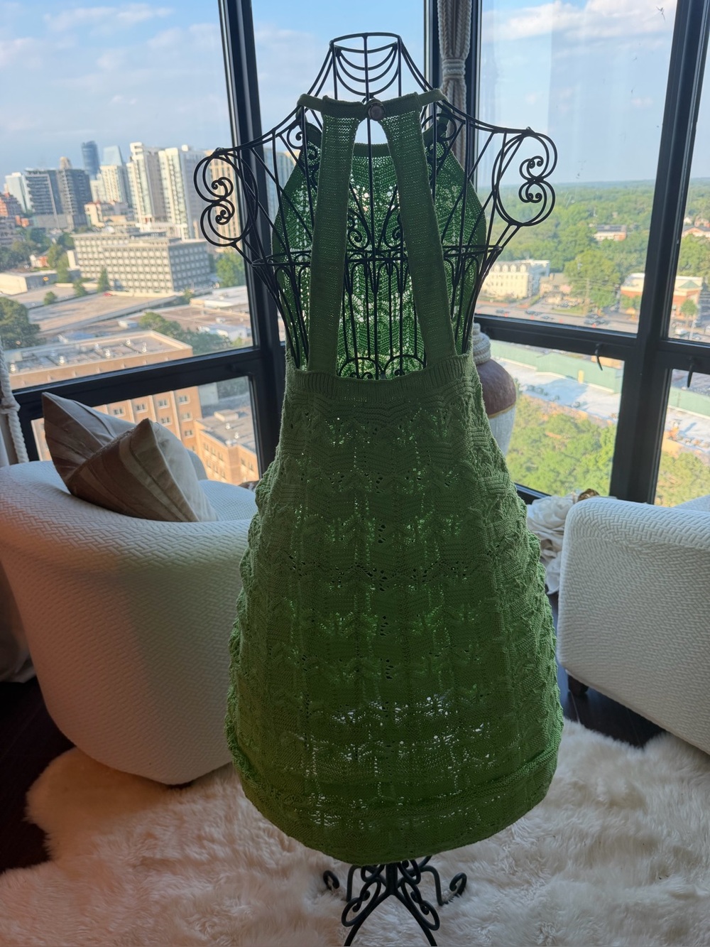 House of Harlow 1960 Neon Green Crochet dress.